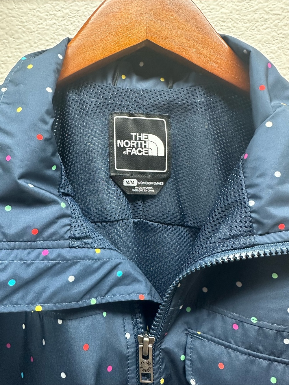 The North Face Navy Rain Jacket with Multicolor Polka Dots - Women’s - Picture 2 of 10